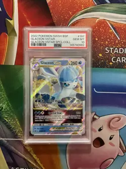 Pokemon Card Sword & Shield Brilliant Stars Glaceon VSTAR #197 PSA 10 GEM MT - Image 1