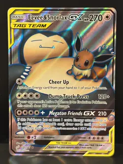 Pokemon Eevee & Snorlax GX Tag Team Ultra Rare Full Art Team Up 171/181 NM+ - Image 1