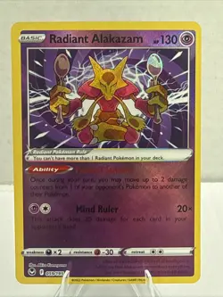 Radiant Alakazam Silver Tempest Ultra Rare Pokemon TCG 059/195 Sword & Shield - Image 1