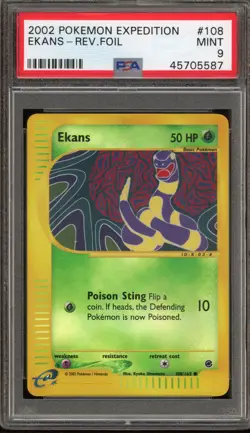 Pokemon Ekans Expedition Reverse Holo #108 PSA 9 Mint - Image 1