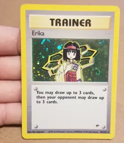 Pokemon TCG ERIKA TRAINER 16/132 ☆ HOLO RARE W/SWIRL 🌀 GYM HEROES UNLIMITED LP - Image 1