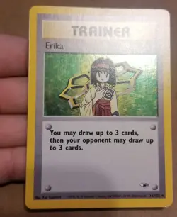 Pokemon TCG ERIKA TRAINER 16/132 ☆ HOLO RARE W/SWIRL 🌀 GYM HEROES UNLIMITED LP - Image 2