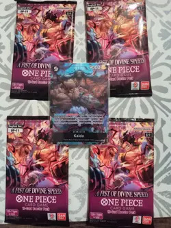 One Piece Card Game OP-11 A Fist of Divine Speed Booster Packs x4 Sealed - Image 1