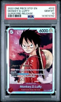 2022 ONE PIECE ST01-012 MONKEY D. LUFFY SUPER PRE-RELEASE PSA 10 GEM MINT - Image 1
