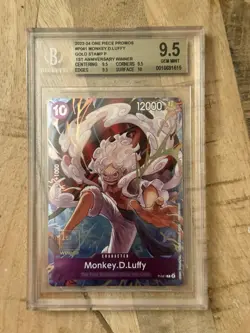 One Piece Monkey.D.Luffy 1st Anniversary Winner Gold Stamp Promo P-041 BGS 9.5 - Image 1