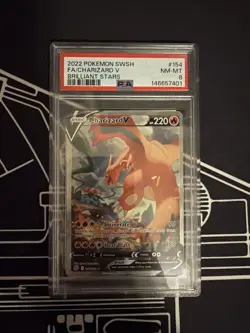 Charizard v 154/172 PSA 8 card - Pokemon - Mint / NM - Brilliant Stars - Image 1