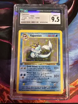 Pokemon TCG 1st edition Vaporeon Holo Rare Jungle Card 12/64 Pokemon CGC 9.5 - Image 1