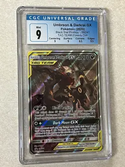 Umbreon & Darkrai GX Black Star Promo SM241 CGC 9 Holo TAG TEAM GX Pokemon Card - Image 1