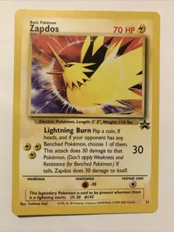 Zapdos #23 Black Star Promo Rare Vintage Pokemon Card Legendary Bird - Image 1