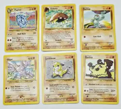 Vintage Pokemon Lot Of 6 Cards WOTC Fighting Type Neo Fossil Rockets Base MP-DMG - Image 1