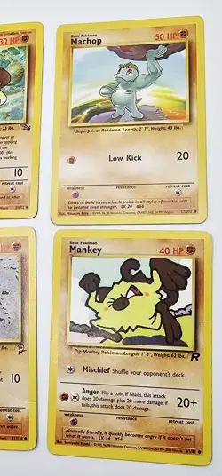 Vintage Pokemon Lot Of 6 Cards WOTC Fighting Type Neo Fossil Rockets Base MP-DMG - Image 2
