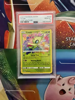 Pokemon Card Celebi Amazing Rare Pokemon Sword & Shield Vivid Voltage #9 PSA 10 - Image 1
