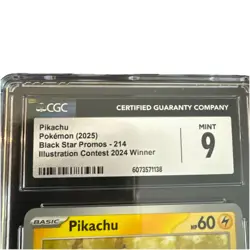 🔥 Graded Pokemon Pikachu Black Star Promo 2024 Illustration Contest (214) CGC 9 - Image 2
