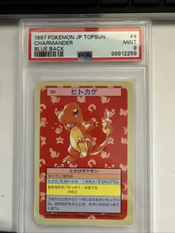 Pokemon Topsun Charmander Blue Back Japanese #004 PSA 9 Mint - Image 1