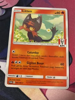 Pokemon EN KFC Stamped Promo Litten 182/SM-P Indonesian Exclusive NM-MT - Image 1