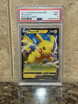 2021 POKEMON SWSH BLACK STAR PROMO PIKACHU V BOX #061 PIKACHU V PSA 9 - Image 1