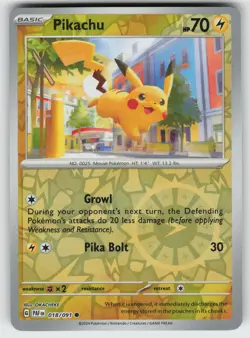 Pikachu - Reverse Holo Common SV: Paldean Fates 018/091 Pokemon - Image 1