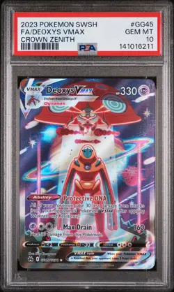 2023 Pokemon Sword & Shield Crown Zenith Full Art/Deoxys Vmax #GG45 - PSA 10 - Image 1