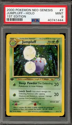 Pokemon Jumpluff Neo Genesis 1st Edition Holo Rare #7 PSA 9 Mint - Image 1