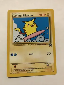 Surfing Pikachu # 28 Black Star Promo WOTC Rare Pokemon Card - Image 1