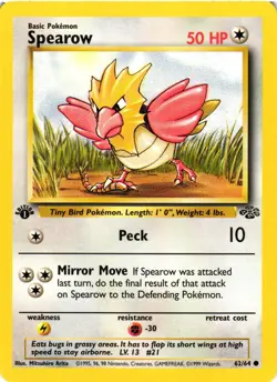 Pokemon TCG Spearow Jungle 62/64 Regular 1st Edition Common VLP - Image 1