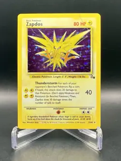 Zapdos 15/62 Fossil Unlimited (1999) Holo Rare Vintage WOTC Pokemon TCG DMG - Image 1