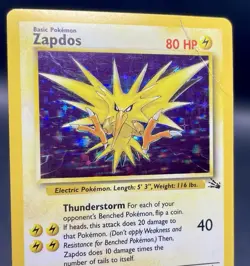 Zapdos 15/62 Fossil Unlimited (1999) Holo Rare Vintage WOTC Pokemon TCG DMG - Image 3