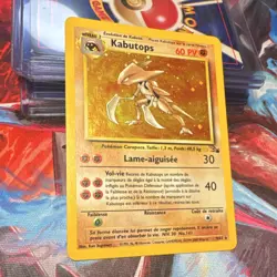 French Kabutops 9/62 Holo Fossil Pokemon Card LP –Light Top Right Crease Vintage - Image 1
