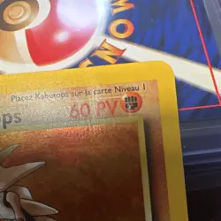 French Kabutops 9/62 Holo Fossil Pokemon Card LP –Light Top Right Crease Vintage - Image 2
