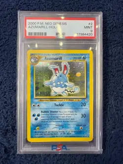 PSA 9 Azumarill Holo Neo Genesis #2 - 2000 MINT Pokemon Card - Image 1