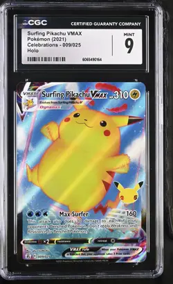 SURFING PIKACHU VMAX 009/025 HOLO CELEBRATIONS POKEMON CGC 9 MINT - Image 1