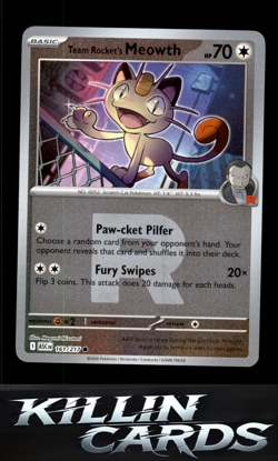 Reverse Holofoil Team Rocket's Meowth (Team Rocket) 161/217 Pokemon Common ME: A - Image 1