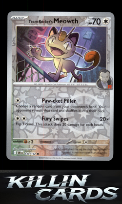 Reverse Holofoil Team Rocket's Meowth 149/182 Pokemon Common SV10: Destined Riva - Image 1