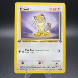 Pokemon Meowth 56/64 First Edition Jungle Regular - LP - Image 1