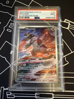 Pokemon Groudon SV04 Paradox Rift Illustration Rare Holo 199/182 PSA 9 (2023) - Image 1