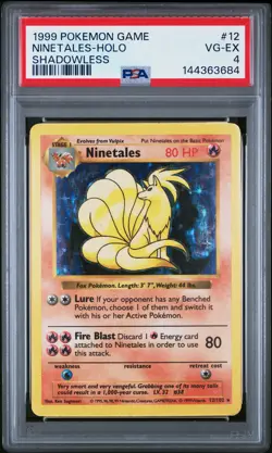 1999 POKEMON BASE SET SHADOWLESS #12 NINETALES-HOLO PSA 4 - Image 1