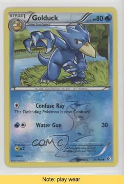Golduck Reverse Foil Pokemon Black & White Boundaries Crossed #34 READ u3f - Image 1