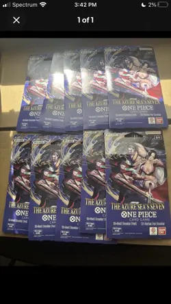 One Piece TCG The Azure Sea’s Seven OP-14 Sleeved Booster Pack Lot Of 10 Sealed - Image 2