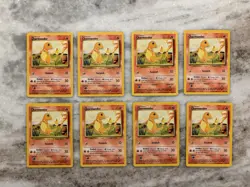 Charmander 46/102 Base Set Unlimited WOTC Vintage Pokemon Card LP 8 Card Lot - Image 1