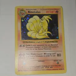 Pokemon Ninetales Base Set Shadowless Holo Rare 012/102 80 HP English Card - Image 1