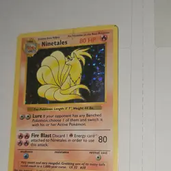 Pokemon Ninetales Base Set Shadowless Holo Rare 012/102 80 HP English Card - Image 3