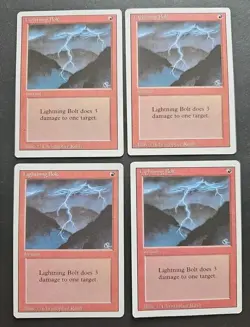 4x Mtg ⚡⚡ Lightning Bolt ⚡⚡ Revised Edition 🌟 NM/LP 🌟 Magic The Gathering - Image 1
