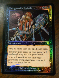MTG FOIL Invasion Rare Yawgmoth's Agenda #135 of 350 Excellent - NM Condition - Image 1