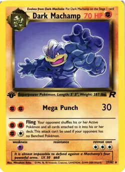 Pokemon TCG Dark Machamp Team Rocket 27/82 1st Edition Non-Holo Rare LP - Image 1