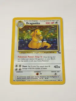 Vintage Pokemon Card WOTC TCG Dragonite Fossil Holo Rare Card 4/62 1999 MP - Image 1