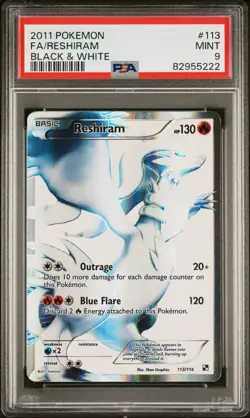Pokemon Reshiram 113/114 Black & White Full Art Ultra Rare Holo PSA 9 2011 - Image 1