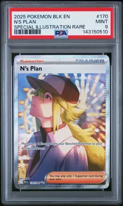 2025 POKEMON BLK EN-BLACK BOLT SPECIAL ILLUSTRATION RARE #170 N'S PLAN PSA 9 - Image 1