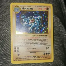 Pokemon Machamp 1st Edition Holo Rare 100 HP 8/102 Base Set English TCG - Image 1
