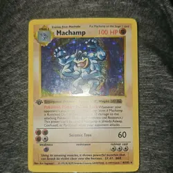 Pokemon Machamp 1st Edition Holo Rare 100 HP 8/102 Base Set English TCG - Image 2