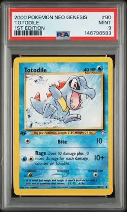 2000 POKEMON NEO GENESIS 1ST ED #80 TOTODILE PSA 9 - Image 1